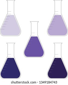 Purple chemistry bottle set, Laboratory clip art, vector illustration