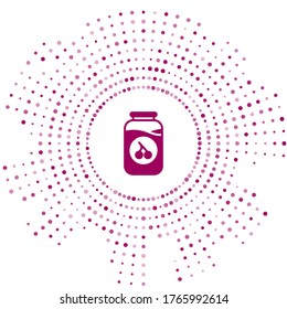 Purple Cherry jam jar icon isolated on white background. Abstract circle random dots. Vector