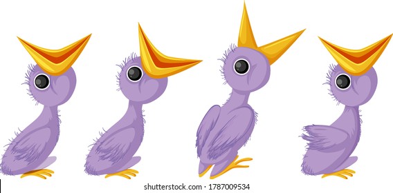 Purple chick cartoon character illustration