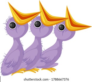 Purple chick cartoon character illustration