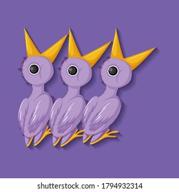 Purple chick cartoon character illustration