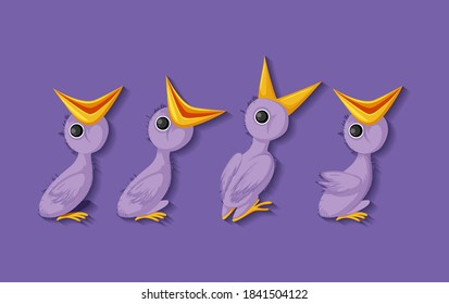 Purple chick cartoon character illustration