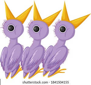 Purple chick cartoon character illustration