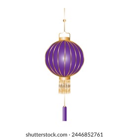 Purple Chinese flashlight on a white background. Vector illustration