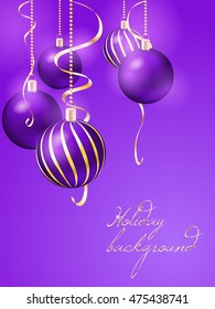 Purple christmas background with christmas balls