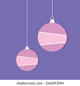 Purple christmas ball flat style. Vector illustration