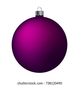Purple Christmas Ball Isolated on White - Merry Christmas!