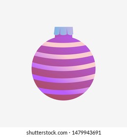 Purple Christmas ball. Neon stripes, ornament, decoration. Xmas concept. Vector illustration can be used for topics like noel, greeting cards, Christmas sales