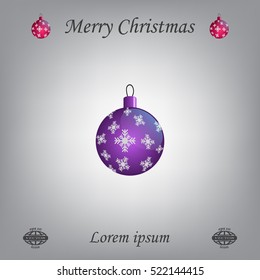 Purple Christmas ball with snowflakes