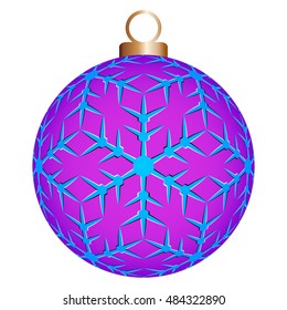 Purple christmas ball with snowflakes (optical illusion of movement)