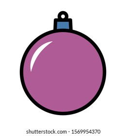 Purple Christmas bauble icon isolated on white background. Christmas tree toy symbol modern, simple, vector, icon for website design, mobile app, ui. Vector Illustration