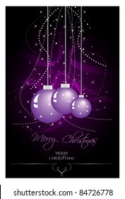 Purple Christmas bulbs with stars and waves