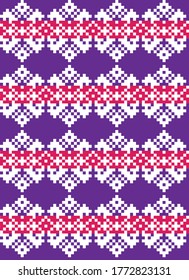 Purple Christmas fair isle pattern background for fashion textiles, knitwear and graphics