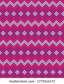 Purple Christmas fair isle pattern background for fashion textiles, knitwear and graphics