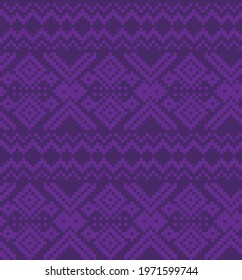 Purple Christmas fair isle pattern background for fashion textiles, knitwear and graphics