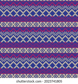 Purple Christmas fair isle pattern background for fashion textiles, knitwear and graphics