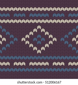 Purple Christmas Knitted Seamless Pattern. Great for Christmas projects, wrapping paper, backgrounds or printed on fabric or textile.