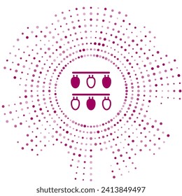 Purple Christmas lights icon isolated on white background. Merry Christmas and Happy New Year. Abstract circle random dots. Vector