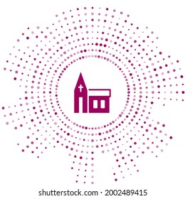 Purple Church building icon isolated on white background. Christian Church. Religion of church. Abstract circle random dots. Vector