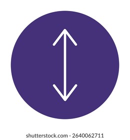 Purple circle with bidirectional arrow indicator. Icon symbol illustration