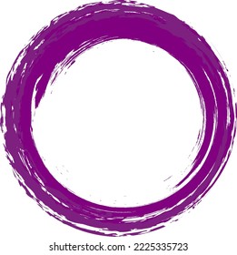 Purple circle brush stroke vector isolated on white background. Purple enso zen circle brush stroke. For stamp, seal, ink and paintbrush design template. Grunge hand drawn circle shape, vector