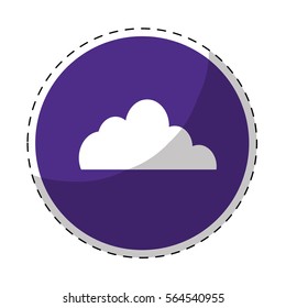 purple circle with cloud icon over white background. vector illustration