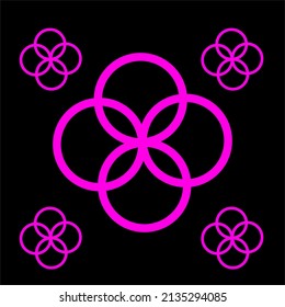 purple circle combination logo in the center with variations of circle combination on each side