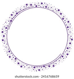 Purple Circle Frame with Purple Sparkling Star clipart icon Vector 5