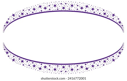 Purple Circle Oval Frame with Purple Sparkling Star clipart icon Vector 6