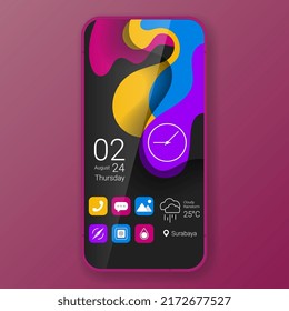 purple circle theme user interface realistic smartphone design, vector design illustration