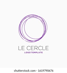 purple circles logo design inspiration . le cercle logo design template . abstract multiple circle logo 