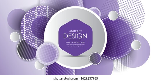 Purple circles modern abstract composition. Geometric background