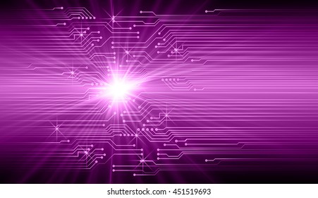 Purple Circuit board design background vector, Lighting, beam, stream