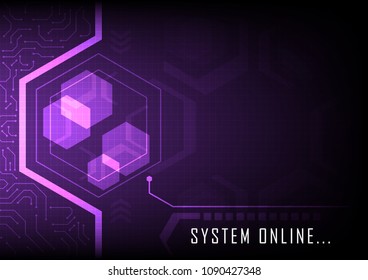 Purple circuit interface with circuit board and technical hexagonal elements, Technology abstract, Sci-fi and communication concept, Vector illustration background.