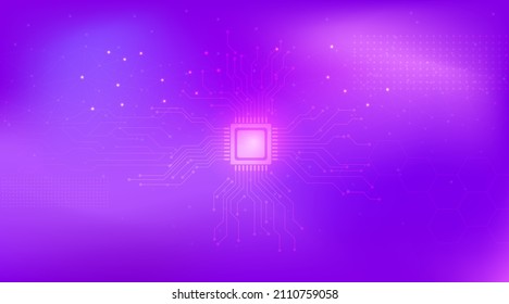 Purple circuit technology abstract background.