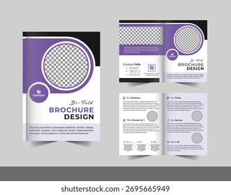 Purple Circular Bi-Fold Broschüre Vorlage für Unternehmenspräsentationen