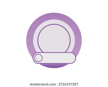 Violett kreisförmiges Design mit Innenringen und kleinem Textfeld. Moderne Grafik, rundes Element, leerer Raum für Inhalte.