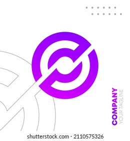 Purple Circular Round Logo Design Template	
