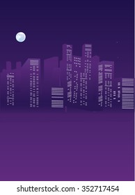 Purple City Background - Nice City View Cartoon Vector