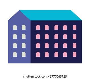 Purple city building design, Abstract geometric architecture and urban theme illustration