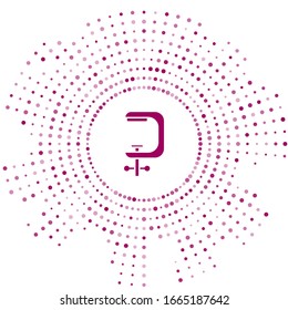 Icono de la herramienta de tornillo y de la abrazadera púrpura aislado en fondo blanco. Herramienta del cigüeñal. Puntos aleatorios del círculo abstracto. Ilustración vectorial