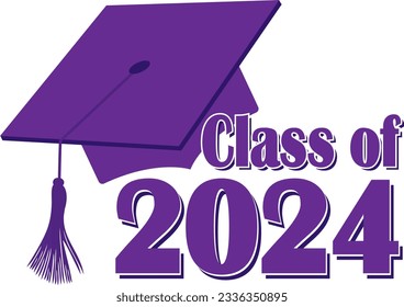 Purple Class of 2024 Graduation Cap