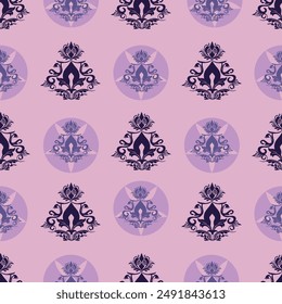 Purple Classic Damask Seamless Pattern: Vector Illustration for Elegant Textile Design