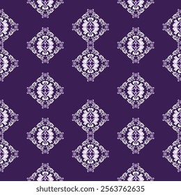 Purple classic traditional damask design, seamless pattern, vector illustration. Design for fabric ends and clothing.
Border floral Aztec embroidery border seamless patterns.
