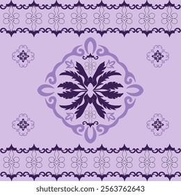 Purple classic traditional damask design, seamless pattern, vector illustration. Design for fabric ends and clothing.
Border floral Aztec embroidery border seamless patterns.
