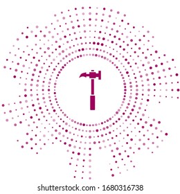 Purple Claw hammer icon isolated on white background. Carpenter hammer. Tool for repair. Abstract circle random dots. Vector Illustration
