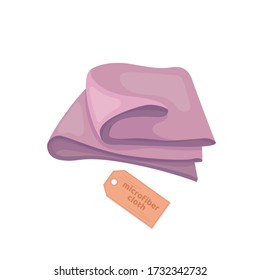 Purple cleaning cloth icon. Simple sanitary and cleanup rag. Vector cartoon flat illustration isolated on white background.