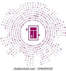 violetter Reinigungsservice für Fenstersymbol einzeln auf weißem Hintergrund. Squeegee, Schrott, Wischer. Abstrakte Kreis Zufallspunkte. Vektorgrafik