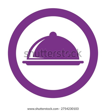 Purple cloche dish icon in circle symbolizing food service and cuisine