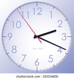 Purple clock with black and red arrows